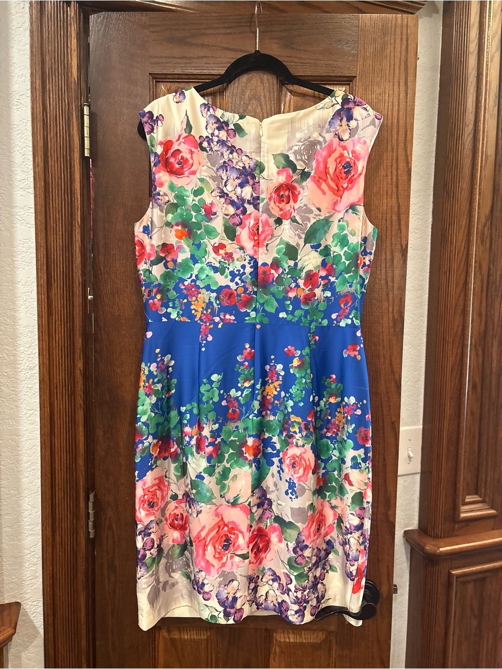 FINAL PRICE Suzi Chin Maggy Boutique $168 Watercolor Draped Sheath Dr 14 AS IS - Picture 8 of 16